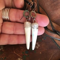 Image 3 of Artisan ceramic in white earrings / n283