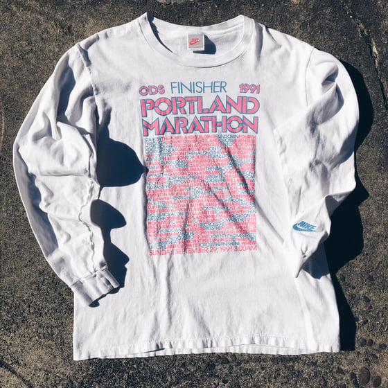 Image of Original 1991 Nike Portland Marathon L/S Tee.