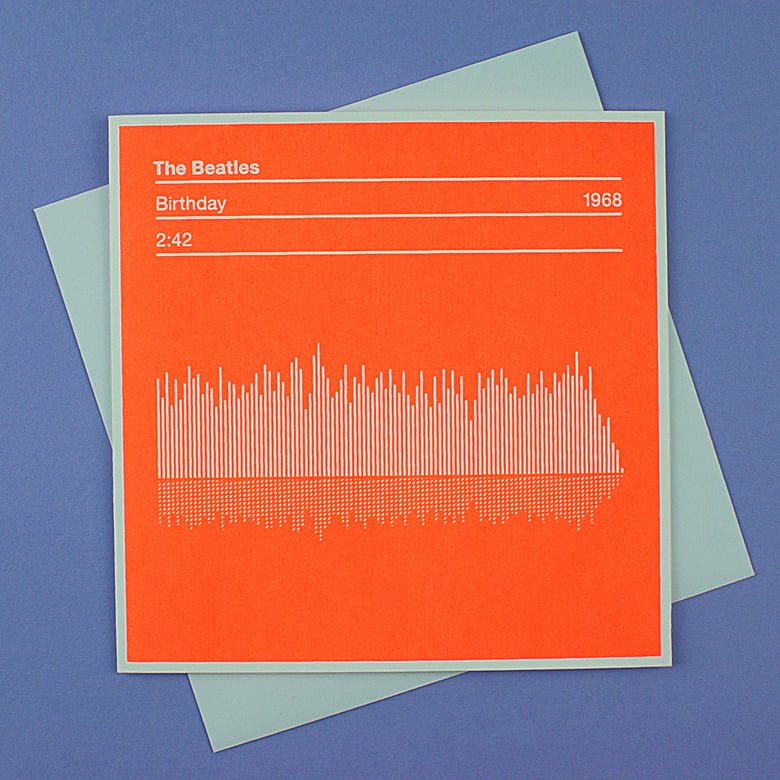 Image of The Beatles Birthday Song Sound Wave Birthday Card