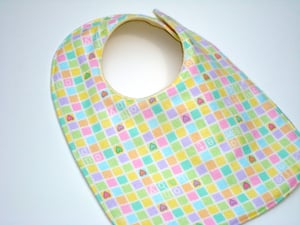 Image of Cutie Pie Squares Side Snap Flannel Bib