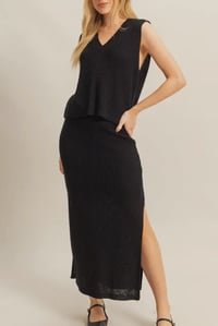Image 1 of black knit skirt set