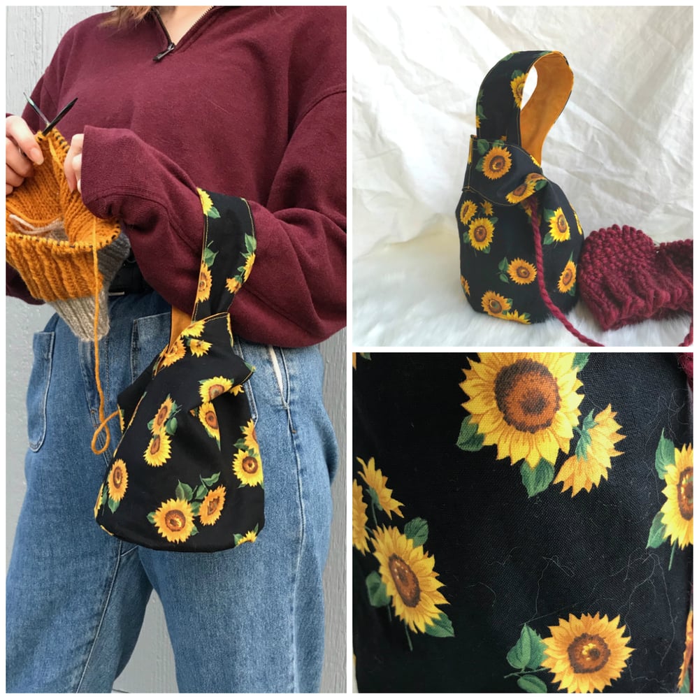 Image of Knitting/Crochet Project Bag - sunflowers