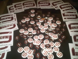 Image of Senzafine badges and stickers