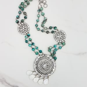 Vintage Rhinestone Chrysocolla Necklace