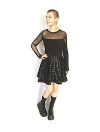 Image 1 of Black Sequin Rainbow Snap Skirt 