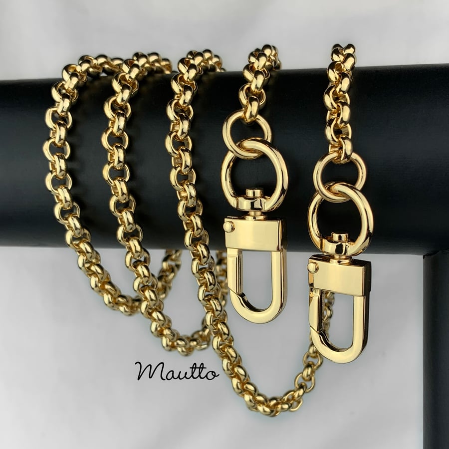 Image of GOLD Chain Luxury Strap - Classic Rolo Chain - 1/4" (7mm) Wide - Choose Length & Clasps