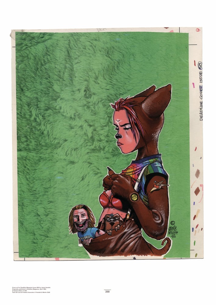 Image of TANK GIRL ORIGINAL ARTWORK 5 PRINT SET (plus BONUS GREEN BURNING SAUSAGE PATCH!)