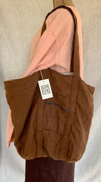 Image 1 of linen tote in brown