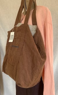 Image 3 of linen tote in brown