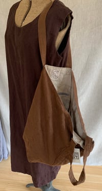 Image 5 of linen tote in brown