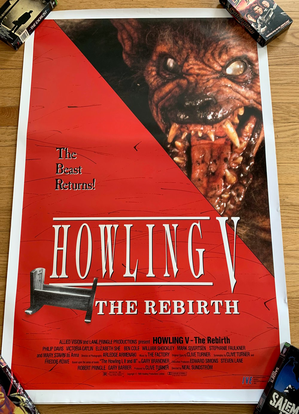 1989 HOWLING V THE REBIRTH Original IVE Home Video Promotional One Sheet Movie Poster