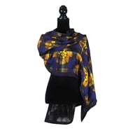 Image 2 of Paris Tartan Royal Gold Button Shawl