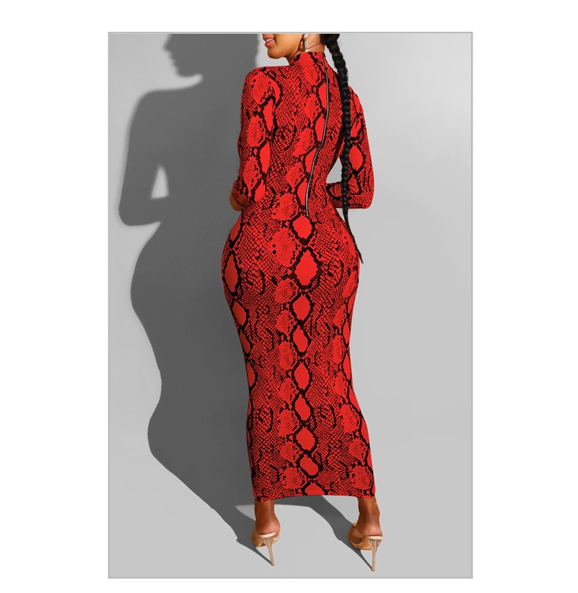 Red snakeskin print dress Clearance