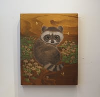 Image 2 of Raccoon and Wild Mushrooms Original Painting