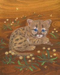 Image 1 of Cougar Cub and Dandelions Original Painting