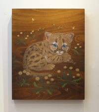 Image 2 of Cougar Cub and Dandelions Original Painting