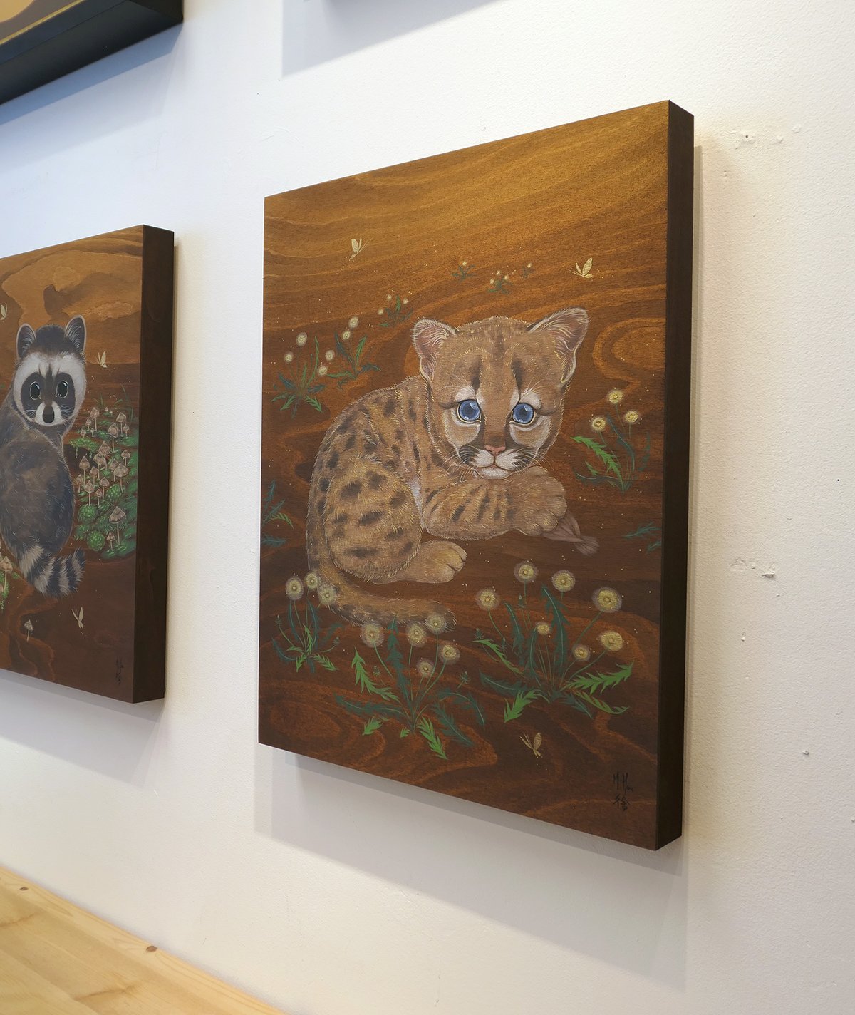Cougar Cub and Dandelions Original Painting
