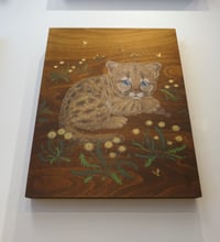 Image 4 of Cougar Cub and Dandelions Original Painting