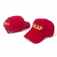 Image 1 of Trap Distressed Dad Hat Red