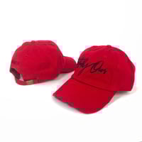 Image 1 of R.O. Logo Distressed Dad Hat Red
