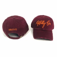 Image 2 of R.O. Logo Dad Hat Distressed Burgundy Orange 