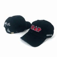 Image 1 of Trap Distressed Dad Hat Black with Side Detailing 