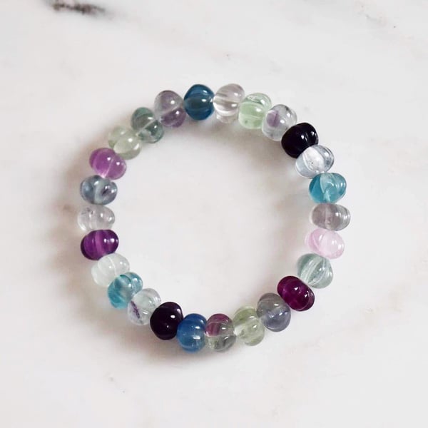 Image of Rainbow Fluorite spheres bracelet