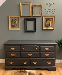 Dark grey low chest of drawers 