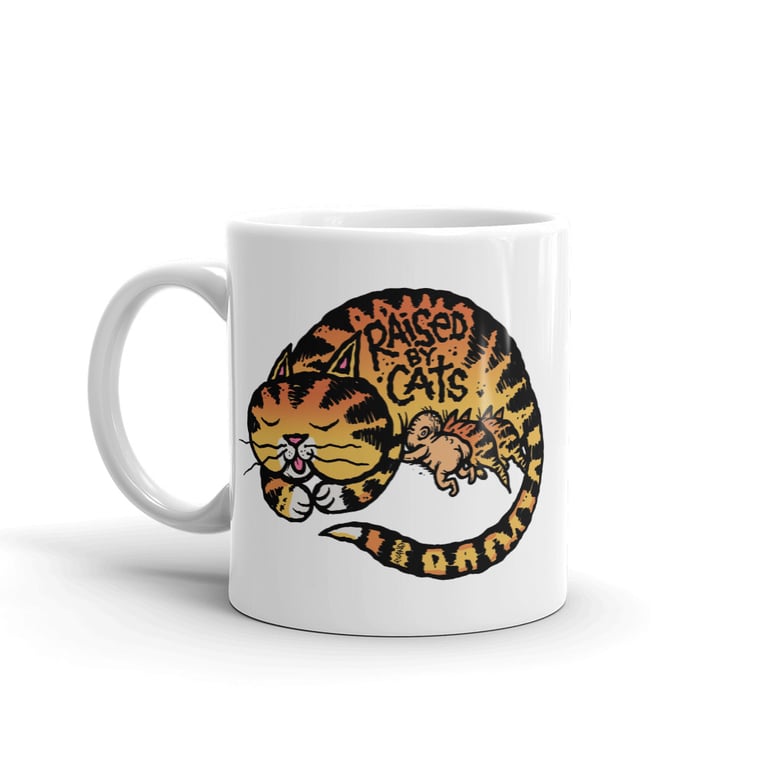 "Raised by Cats" coffee mug