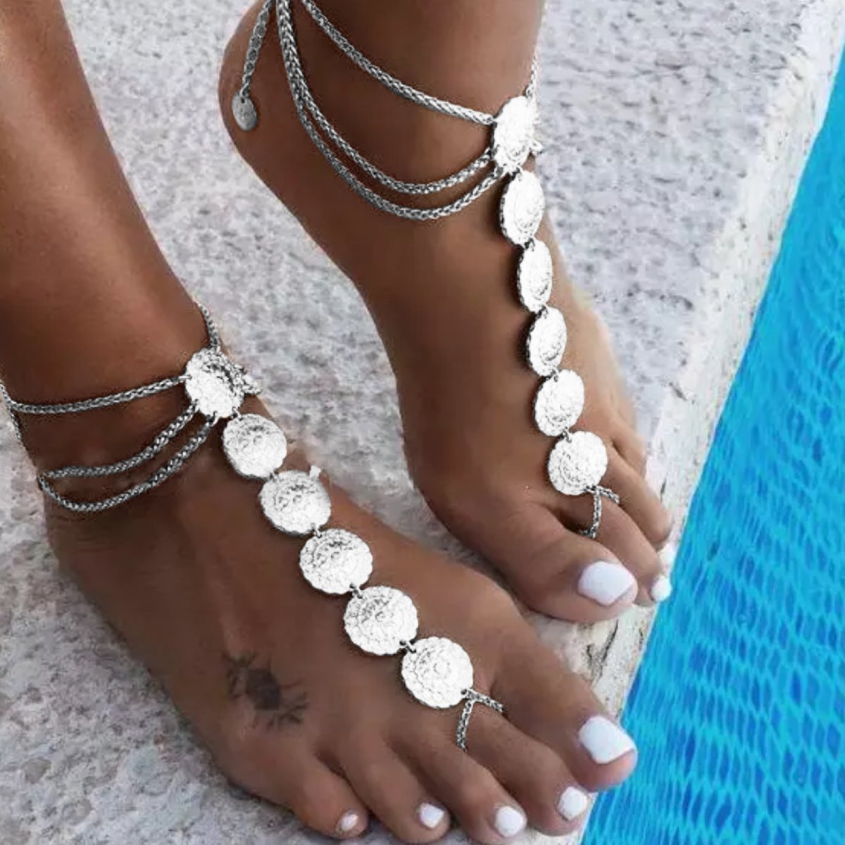 Image of Silver Coin Barefoot Sandal Set