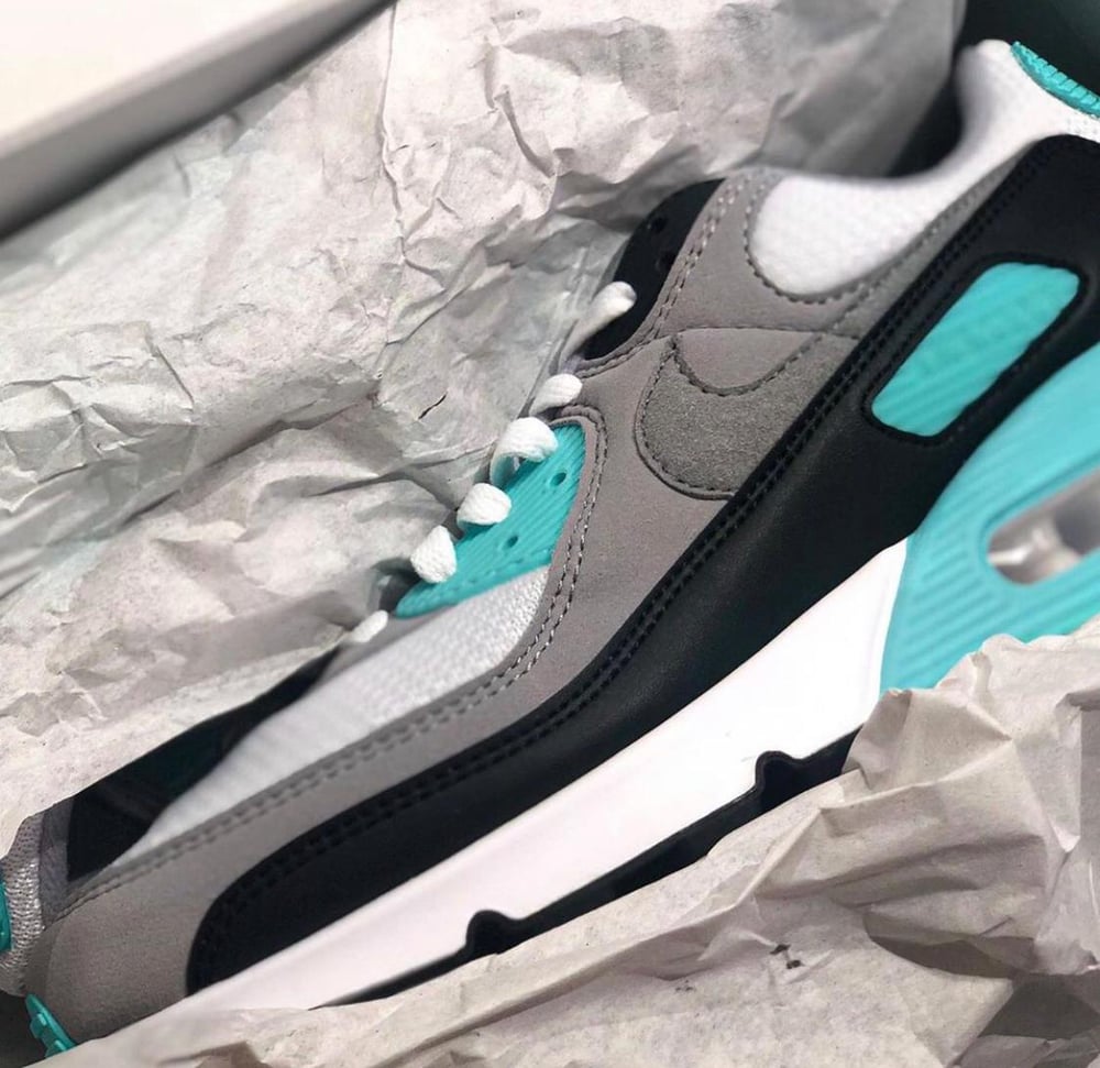 Air max 90 sales white/particle grey/hyper turquoise