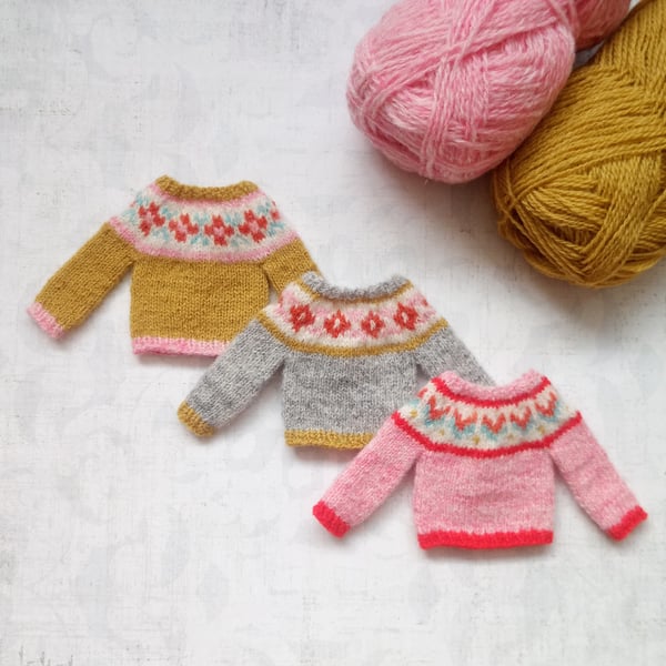 Image of Blythe and Licca Sweaters- Grey, Mustard, Pink