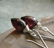 Image of Red Garnet Drop Earrings in Sterling Silver - Vampire Tears