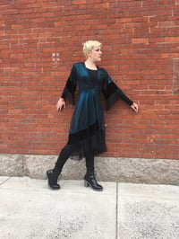 Image 1 of Metallic Blue Sheer Fringe Robe