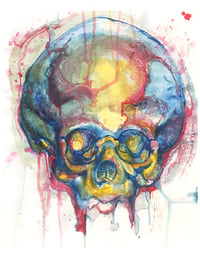 Red Blue and Yellow Drip Skull Skull 8.5x11 inch art print
