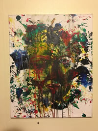 Image 1 of Abstract Drip Portrait Original Canvas 16x20 inches