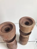 Midcentury Modern Wood Candle Holders - Pair 