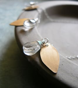 Image of Brass Leaf and Rock Crystal Necklace - Glass tree's