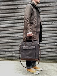 Image 2 of briefcase in waxed canvas and leather COLLECTION UNISEX