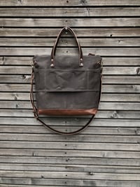 Image 3 of briefcase in waxed canvas and leather COLLECTION UNISEX
