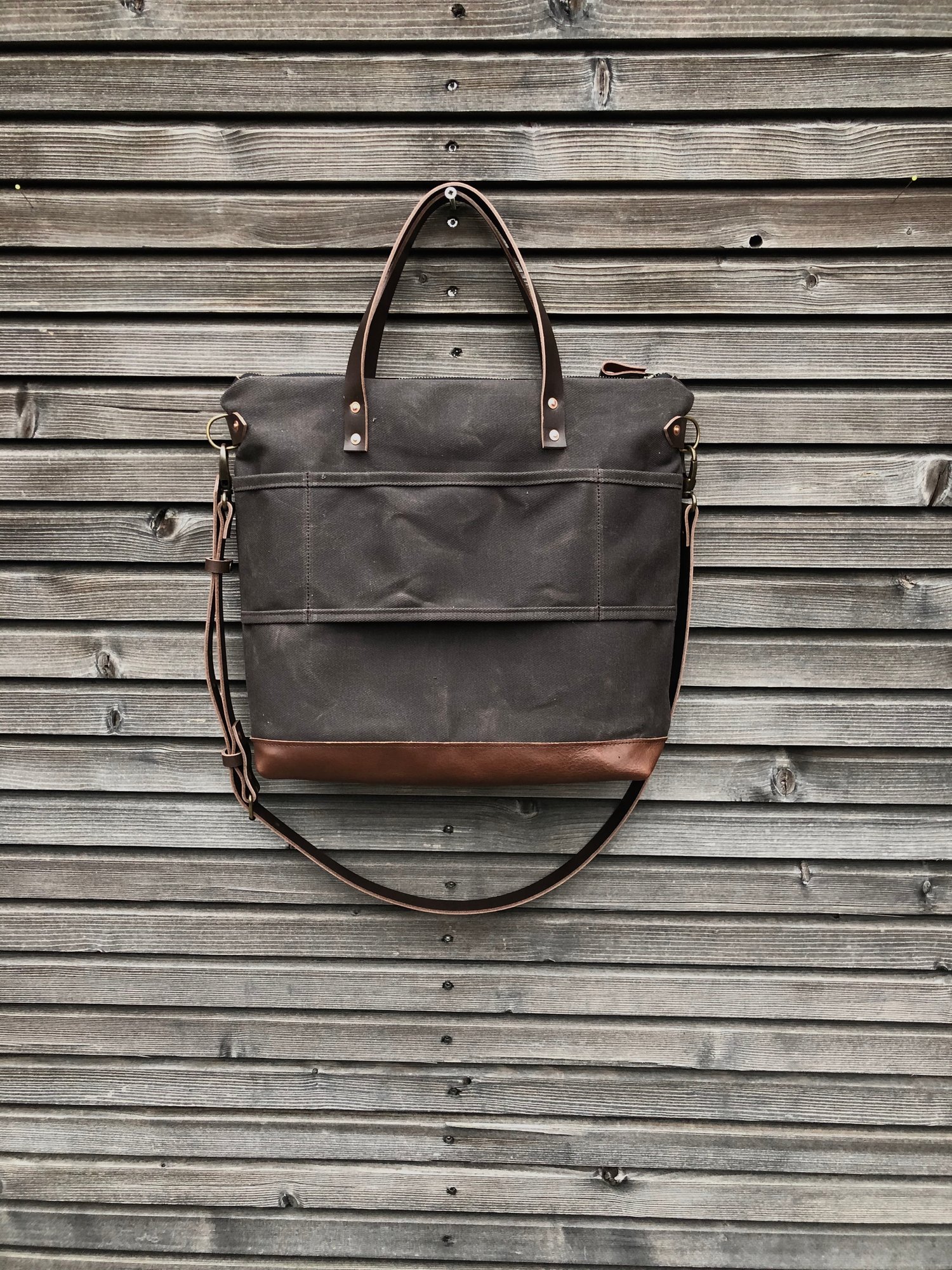 briefcase in waxed canvas and leather COLLECTION UNISEX | Treesizeverse
