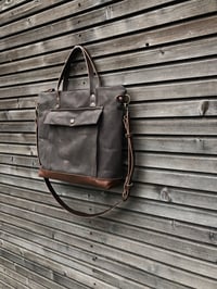 Image 5 of briefcase in waxed canvas and leather COLLECTION UNISEX