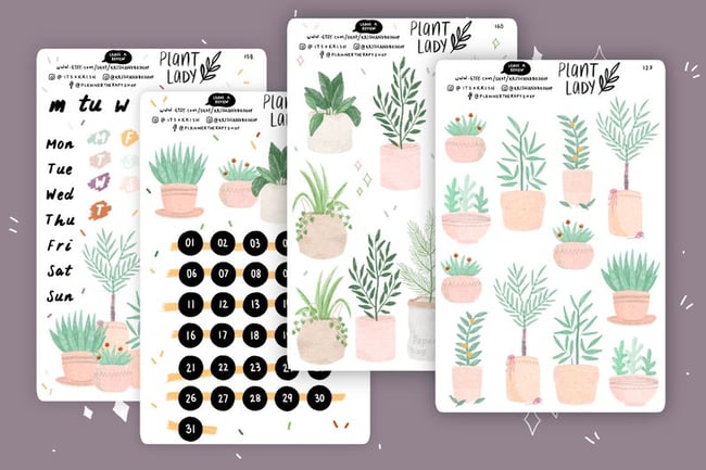 Plants Sticker Bundle, plant stickers, bullet journal, planner stickers,  sticker kit, earth day