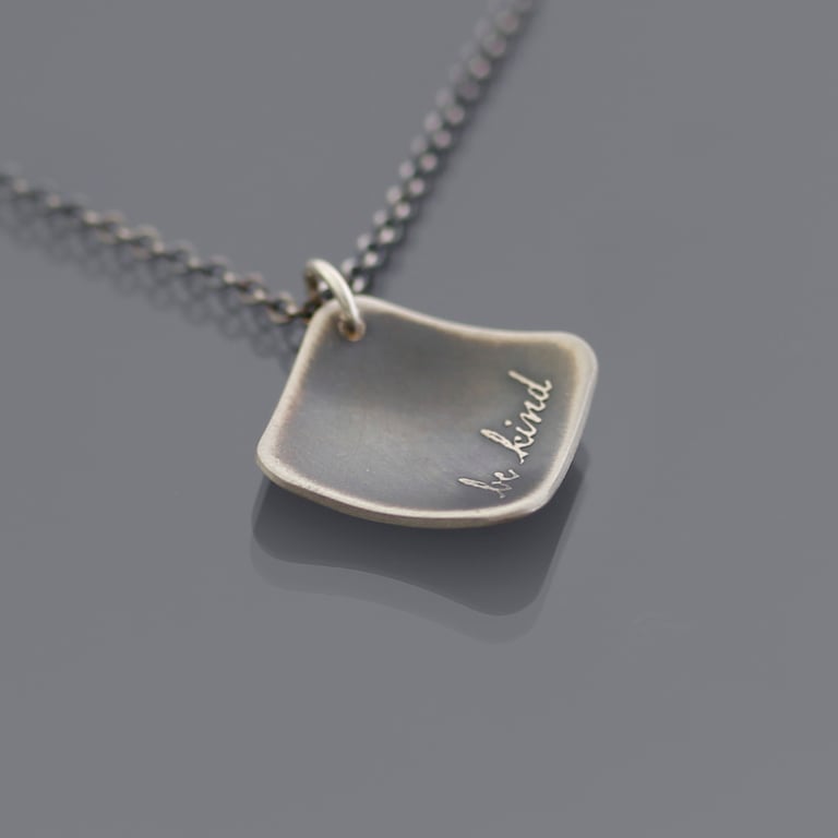 Sterling Silver Diamond-shaped Be Kind Necklace Image 4