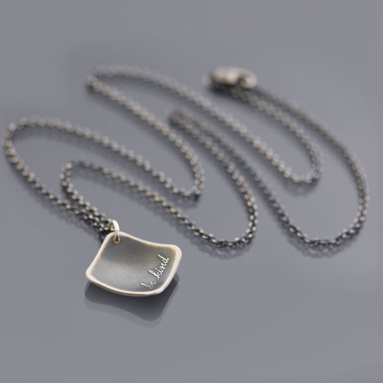 Sterling Silver Diamond-shaped Be Kind Necklace Image 3