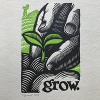 Image 2 of grow. 8"x10" HAND-PRINTED ORIGINAL BLOCK PRINT