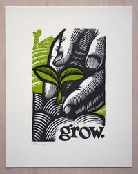 Image 1 of grow. 11"x14" HAND-PRINTED ORIGINAL BLOCK PRINT