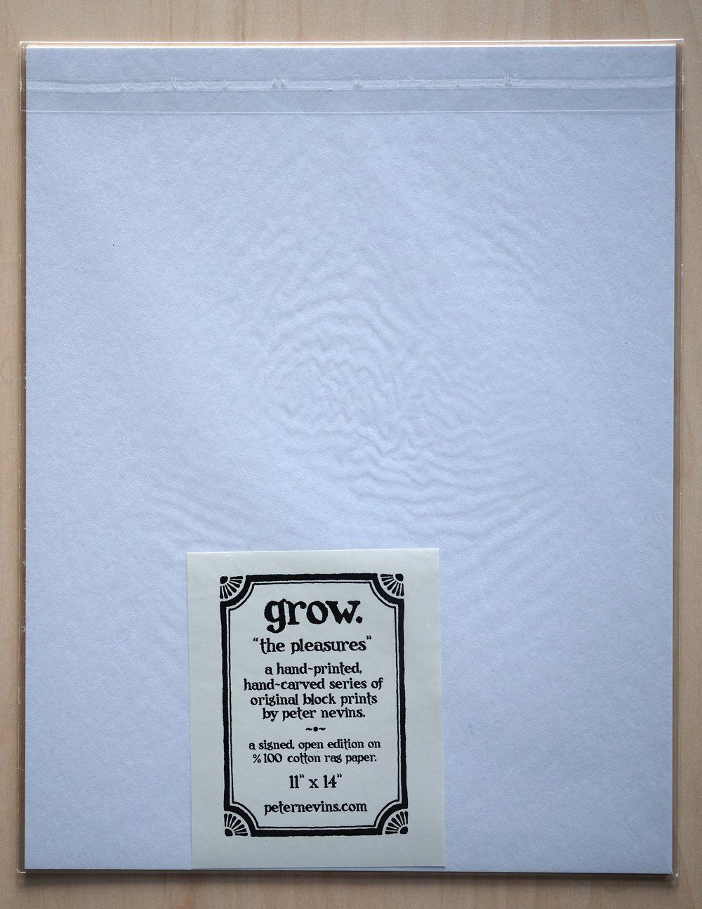 grow. 11"x14" HAND-PRINTED ORIGINAL BLOCK PRINT