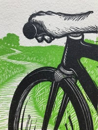 Image 4 of bike.  8"x10" hand-printed original block print