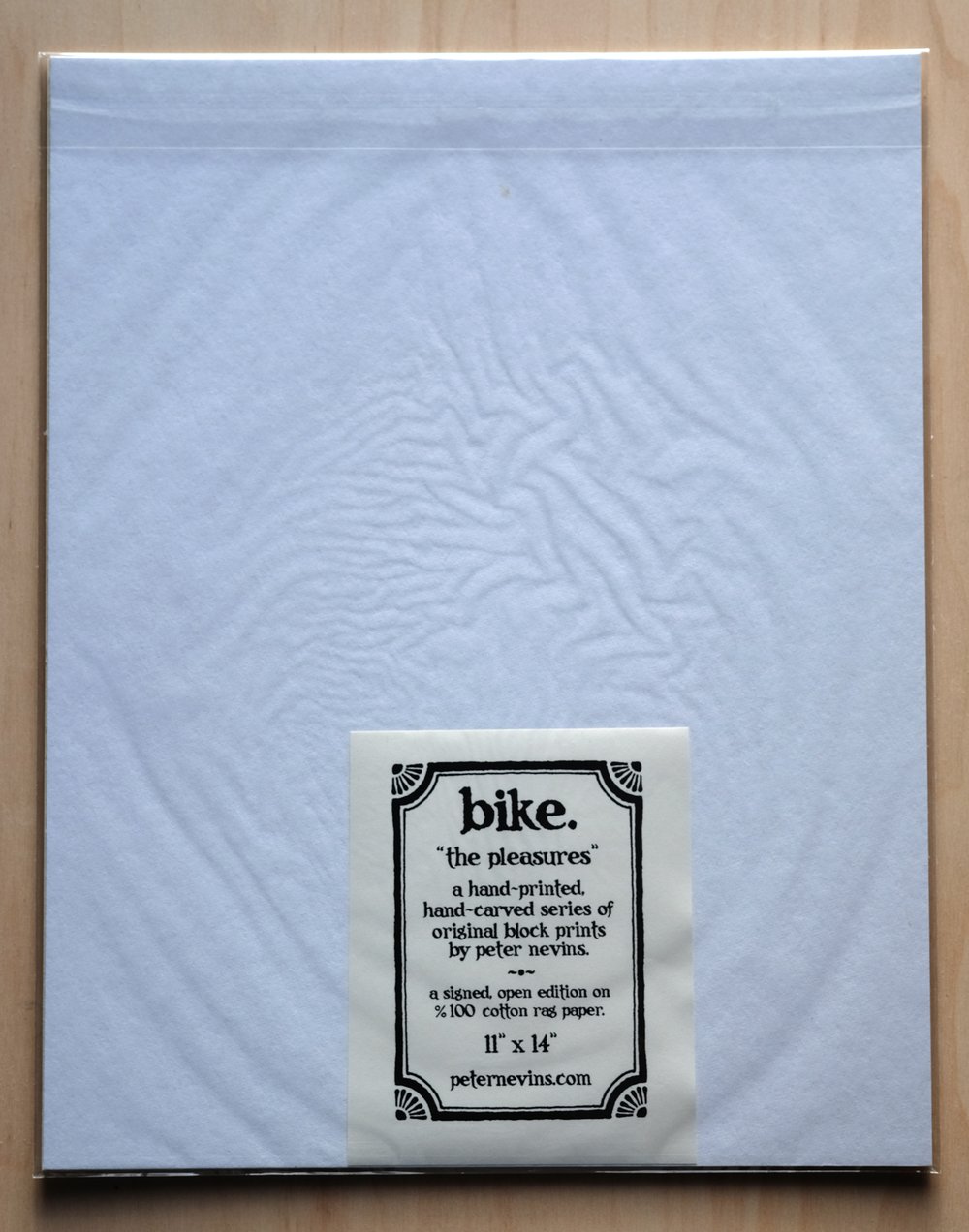 bike. 11"x14" HAND-PRINTED ORIGINAL BLOCK PRINT